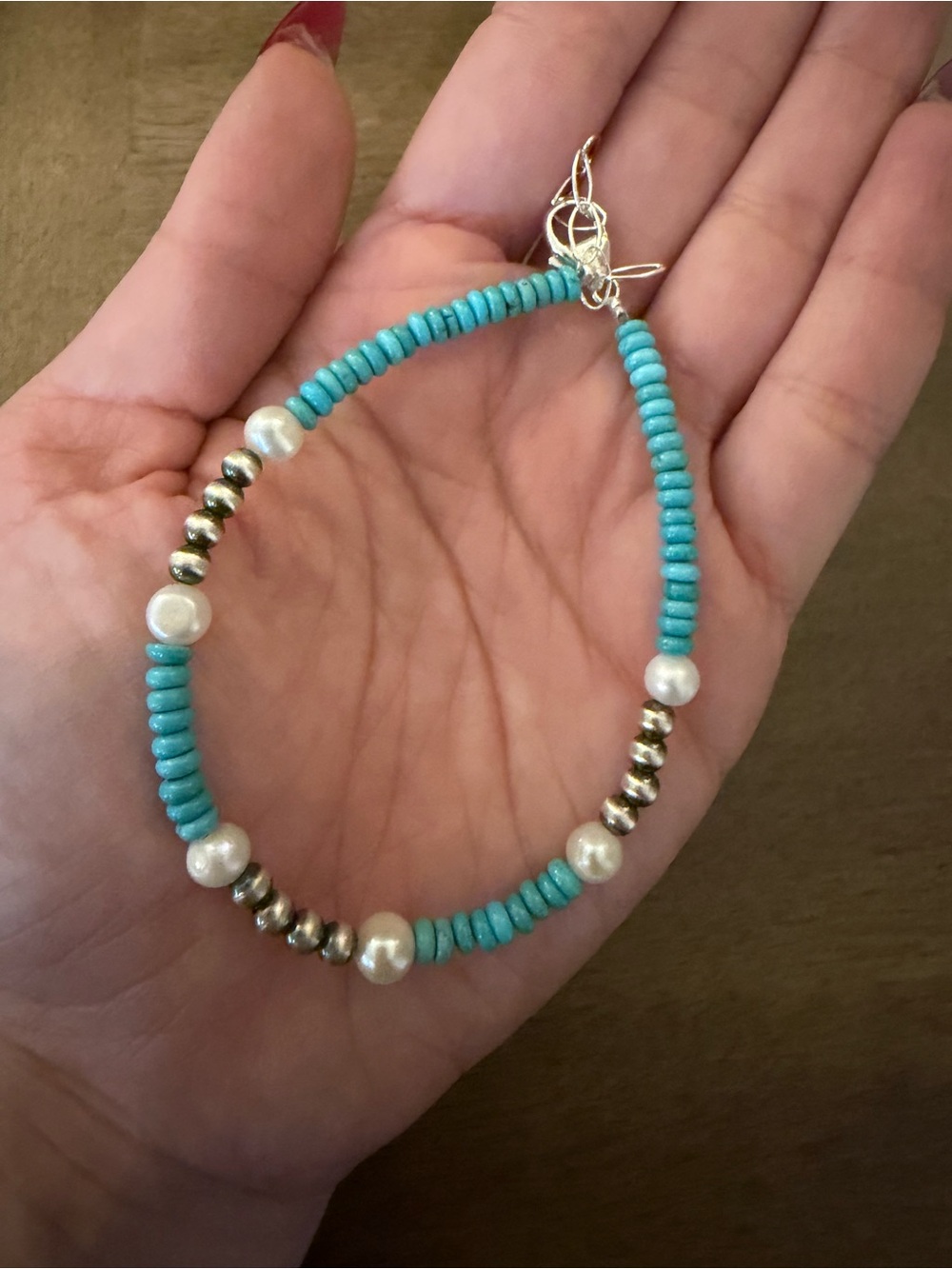 Sterling silver turquoise anklet 9 to 11 inches